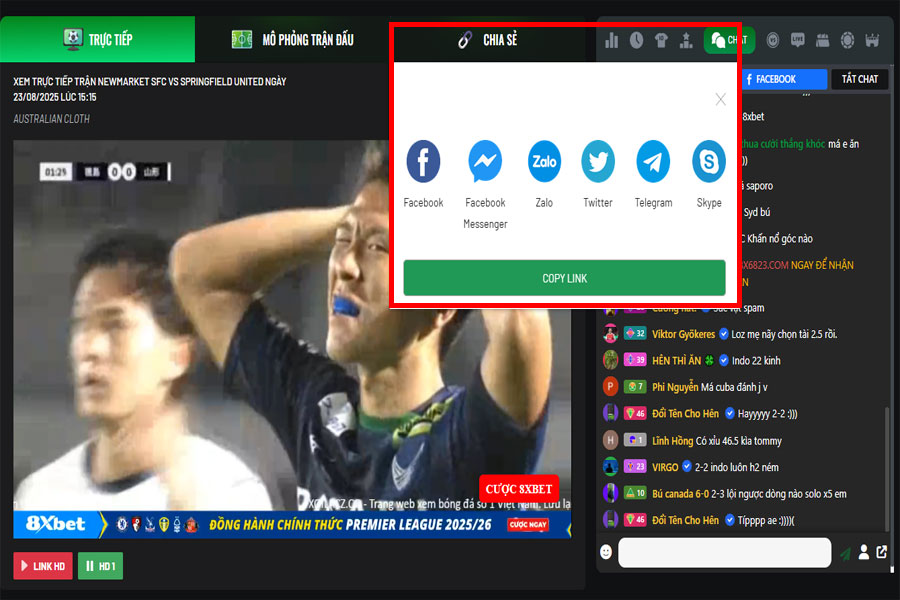 Chia sẻ link Xôi Lạc TV trên máy tính