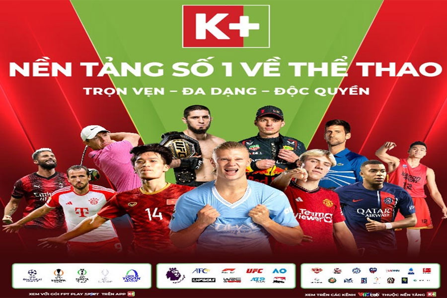 K+ sở hữu bản quyền của nhiều giải đấu lớn trên thế giới