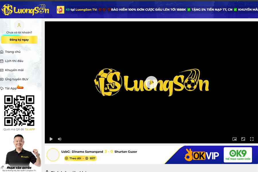 LuongSonTV có giao diện hiện đại