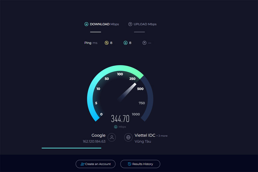 Sử dụng speedtest để kiểm tra tốc độ internet thực tế