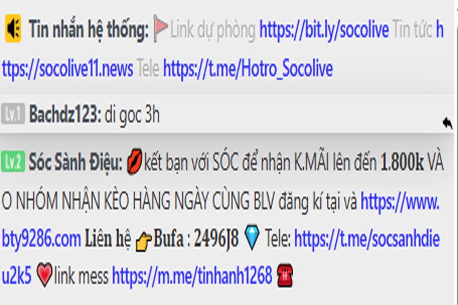Socolive đưa link dự phòng dưới dạng rút gọn