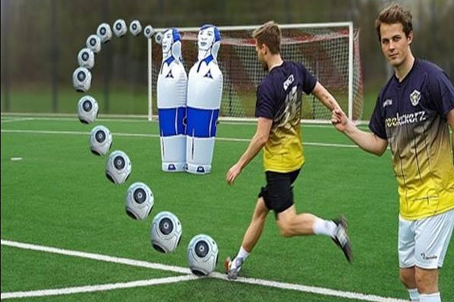 Tập luyện sút xoáy qua hàng rào vào mục tiêu