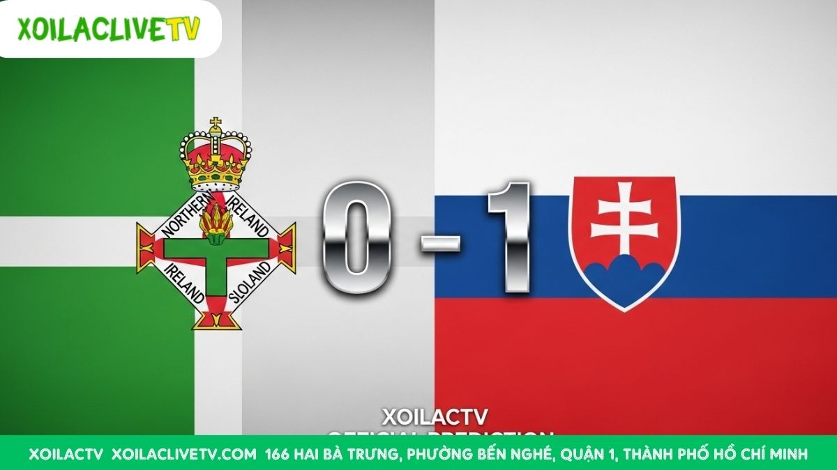 Dự đoán tỉ số chính thức từ các chuyên gia Xoilac TV cho trận đại chiến giữa Bắc Ireland và Slovakia.