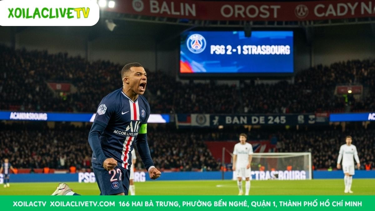 Khoảnh khắc định đoạt trận đấu? Xoilac TV dự đoán một chiến thắng kịch tính 2-1 cho PSG. Bàn thắng này có thể là dấu chấm hết cho những nỗ lực của Strasbourg.